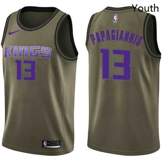 Youth Nike Sacramento Kings 13 Georgios Papagiannis Swingman Green Salute to Service NBA Jersey